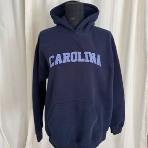 Navy UNC Hoodie with Light Blue “CAROLINA”Lettering